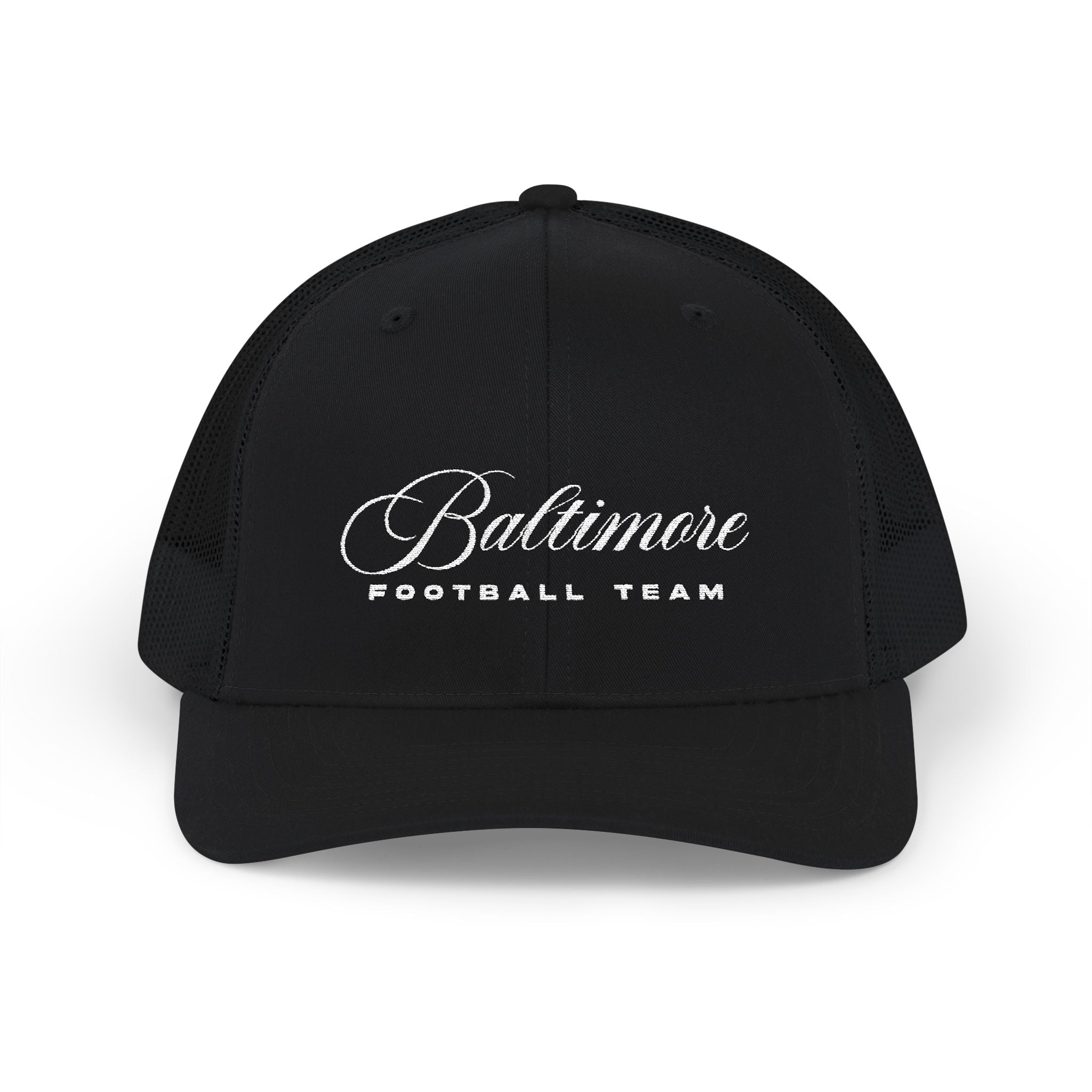 Baltimore Football Scripted. Snapback Trucker Cap (Embroidery)