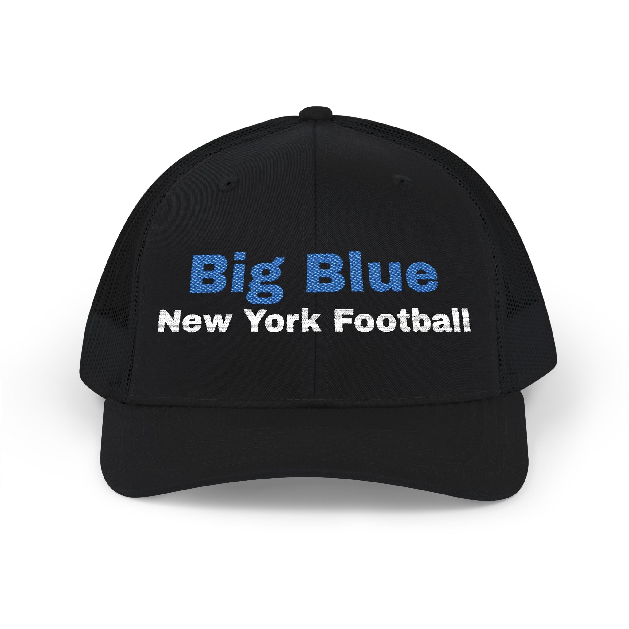Big Blue. New York Football. Snapback Trucker Cap (Embroidery)