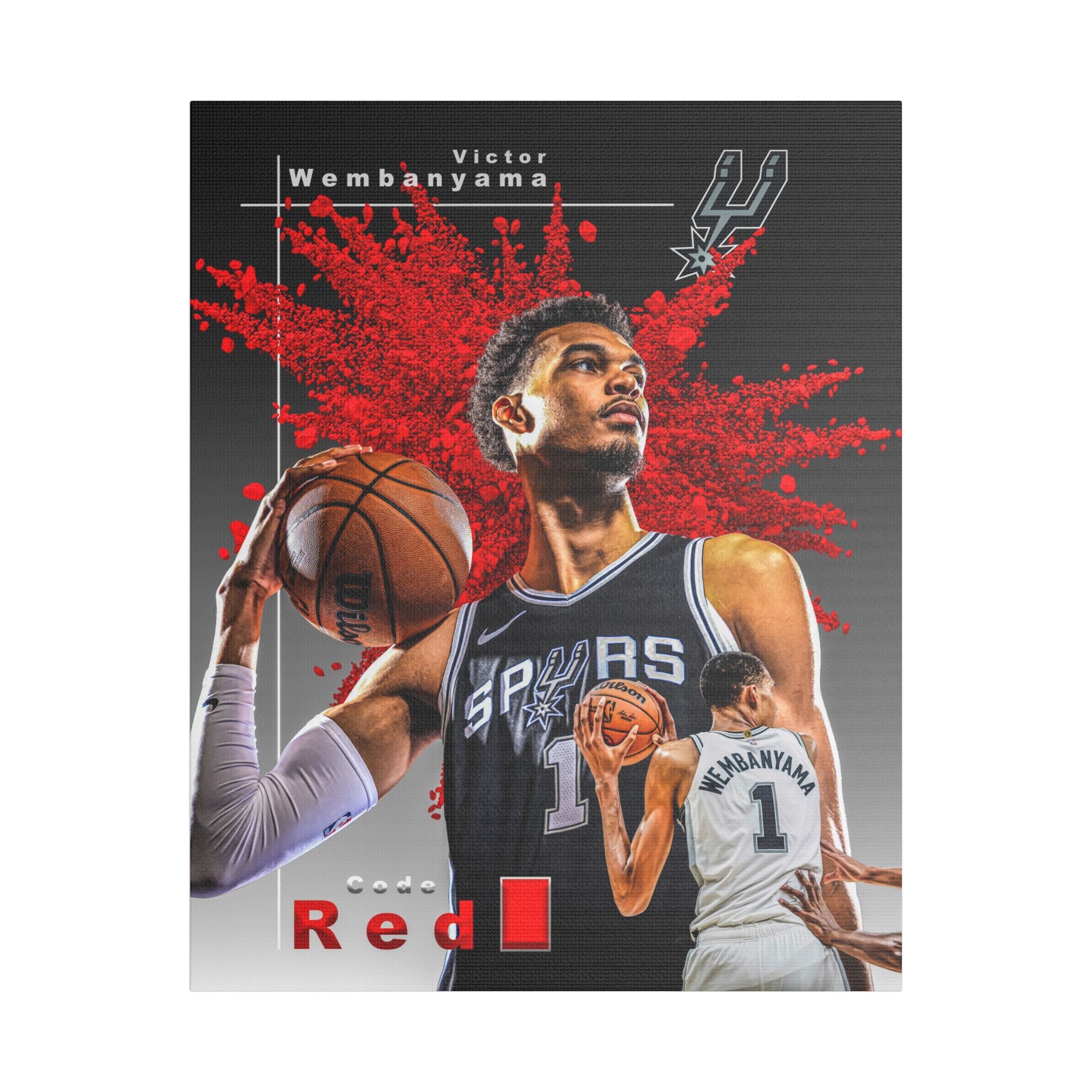 Victor Wembanyama Satin Canvas Mounted Print