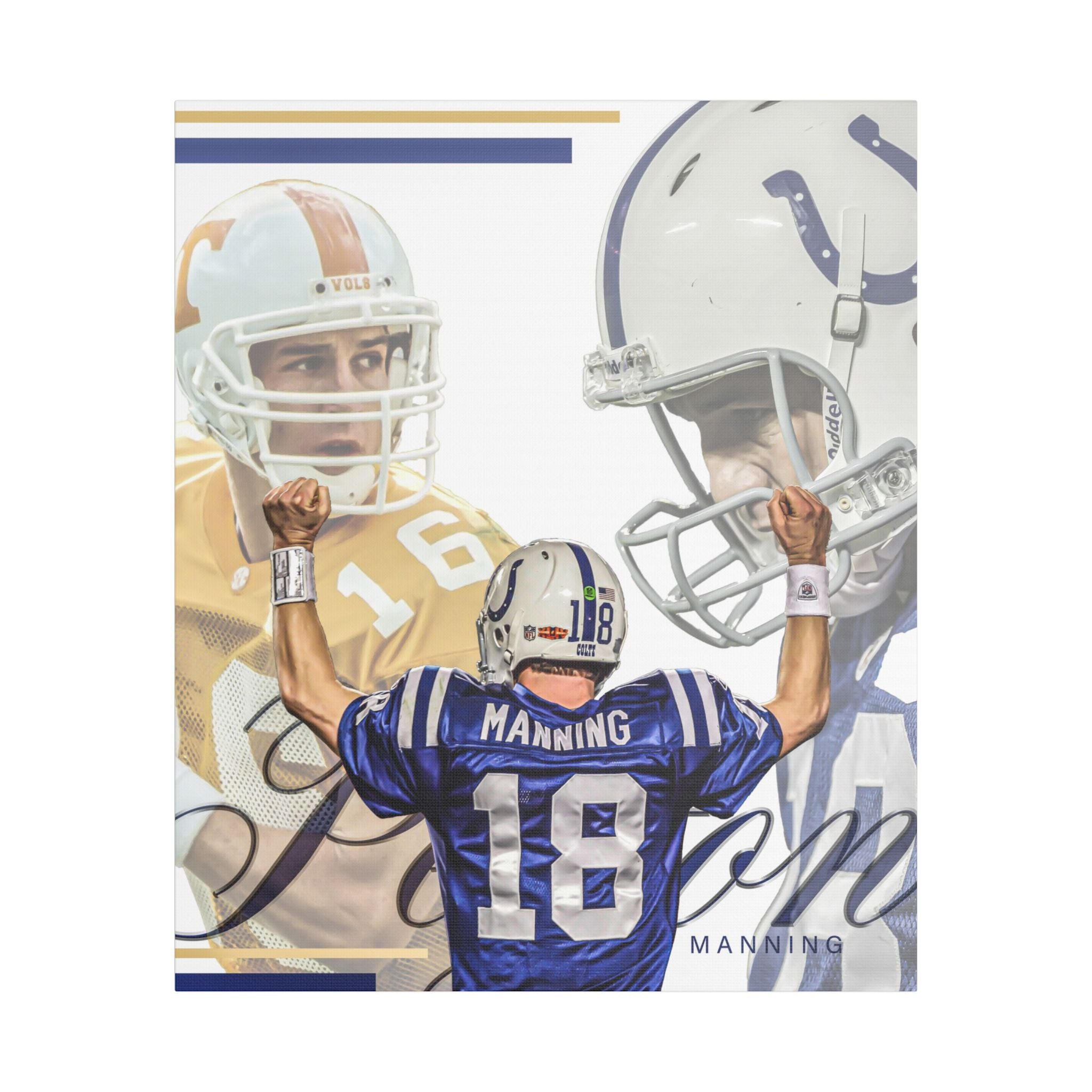 Peyton Manning Satin Canvas Mounted Print