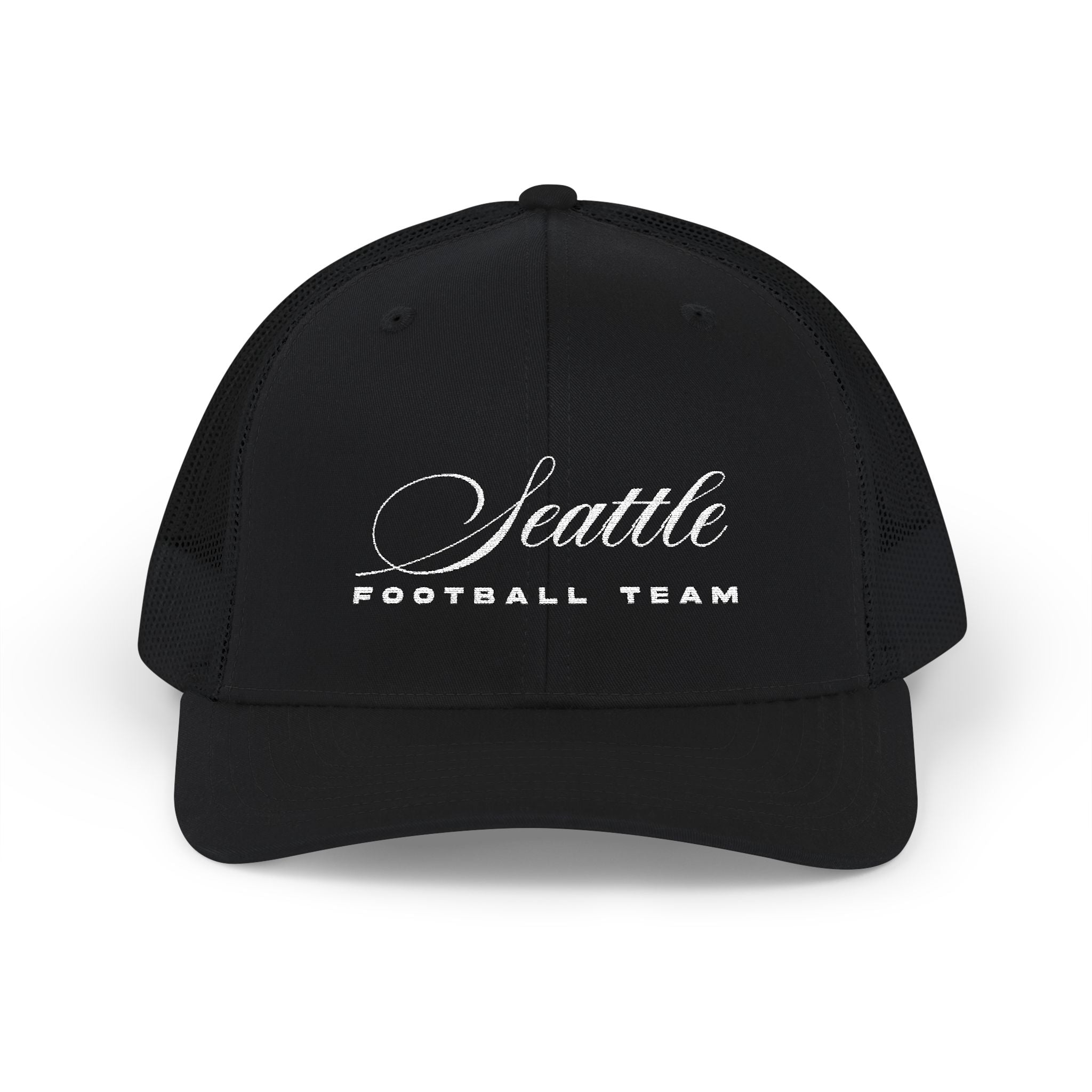 Seattle Football Scripted. Snapback Trucker Cap (Embroidery)