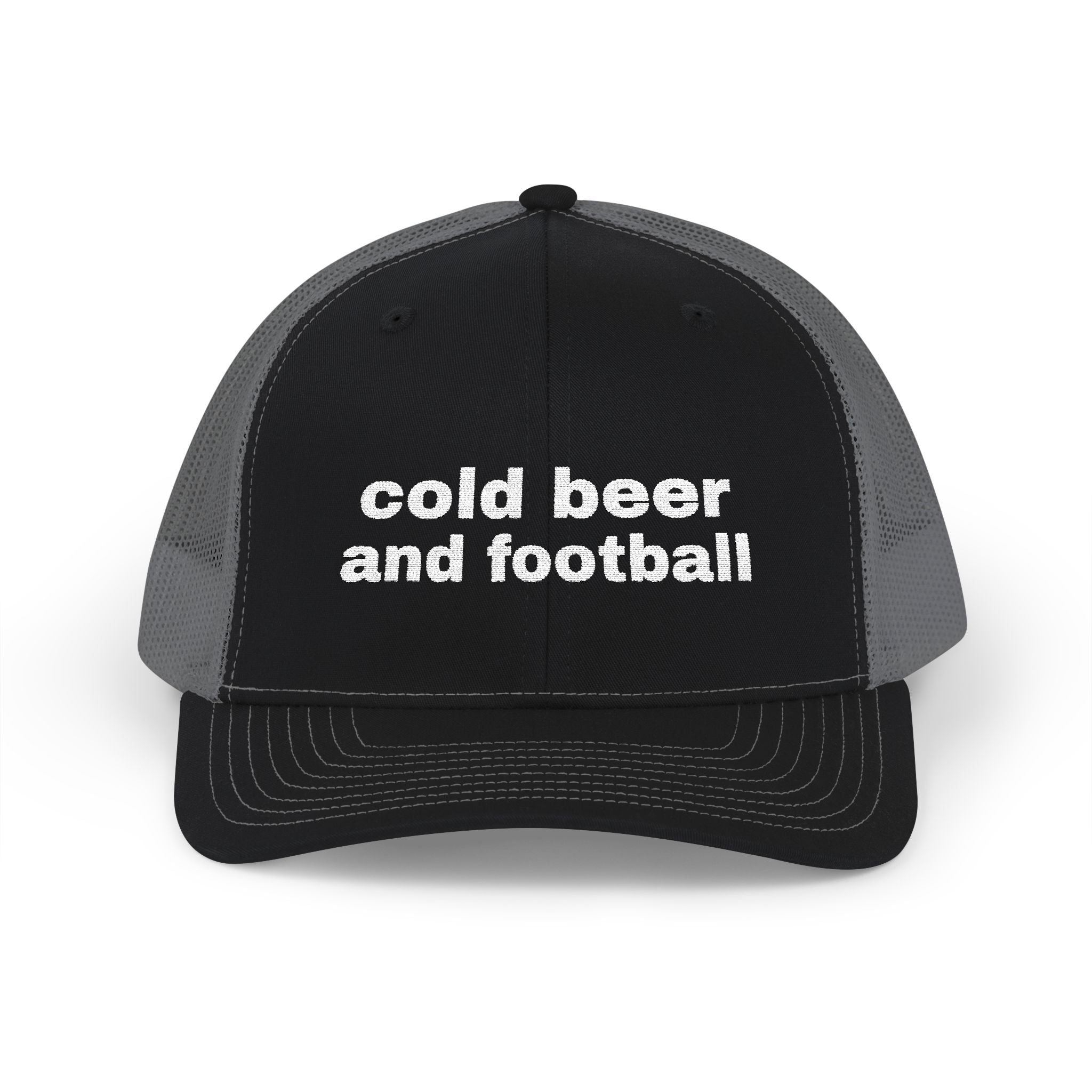 Cold Beer and Football. Snapback Trucker Cap (Embroidery)