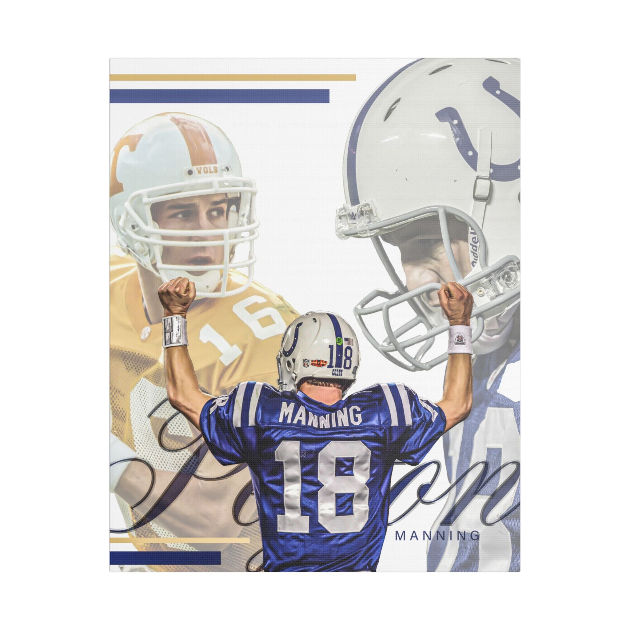 Peyton Manning Satin Canvas Mounted Print